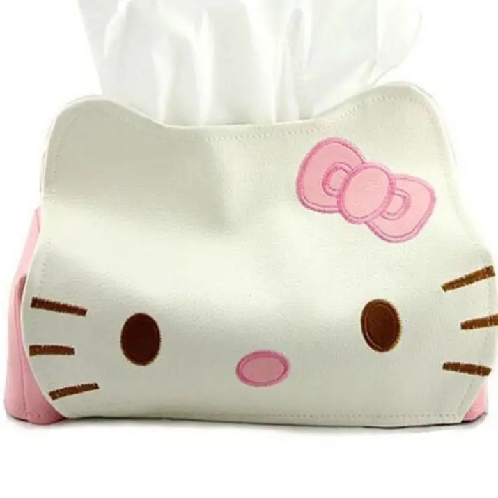 

Kawaii Hello Kitty Tissue Case Box Car Toilet Home Living Room Decoration Bedroom Kitchen Desktop Nordic Large Storage Box
