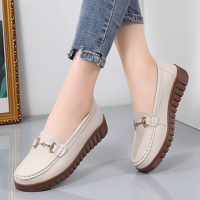 

Women's Flat Shoes, Leather Sports Shoes Women's 2023 Comfortable Casual Walking Shoes Fashionable Large Shoes 35-41