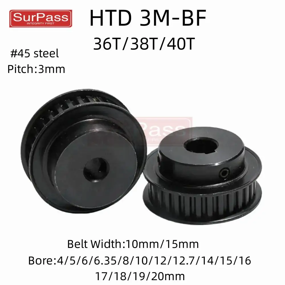 HTD 3M 36-40 зубьев синхронные колеса из черной стали диаметр 5-20 мм шпоночный паз 3x1 4/4x1