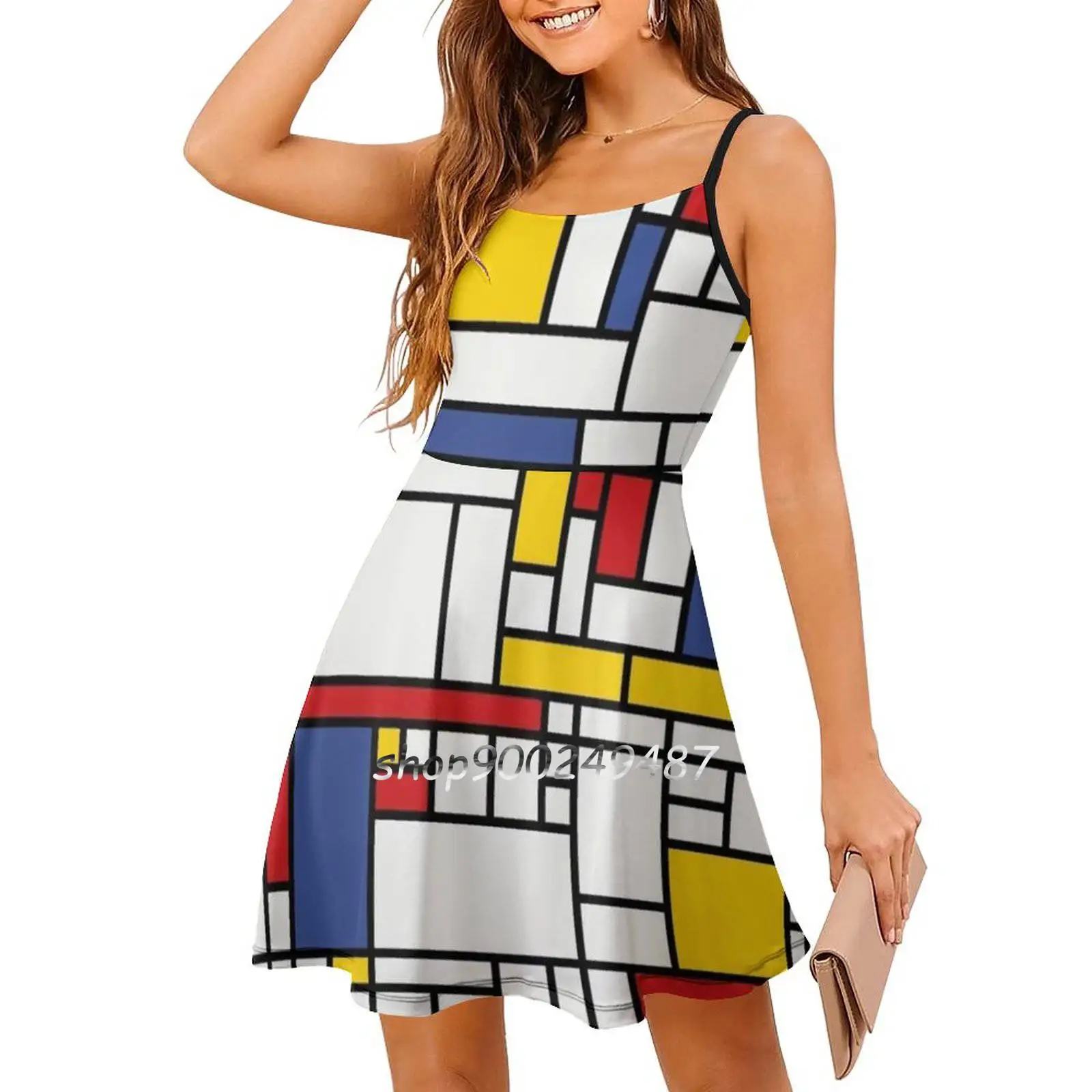 Платье Piet Mondrian с квадратным вырезом, милые свободные платья с принтом, элегантное пляжное праздничное платье Piet Mondrian Piet Mondrian Art The (art.: 3920ca8b3154e) - 3920ca8b3154e
