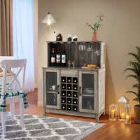 Storage Bar Cabinet with Framed Tempered Glass Door Restaurant Kitchen Tableware Wine Organizer Storage Cabinet Storage Table