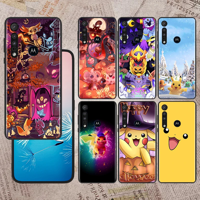 

Animated Pokemon Pikachu For Motorola Moto G60S G60 Edge 20 E20 E7i E6i E6S G9 G8 Plus G Power One Fusion Black Phone Case