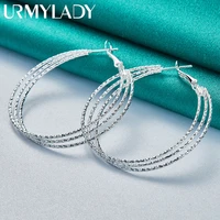 urmylady 925 sterling silver threaded round earrings ear loops for women fashion wedding engagement charm jewelry