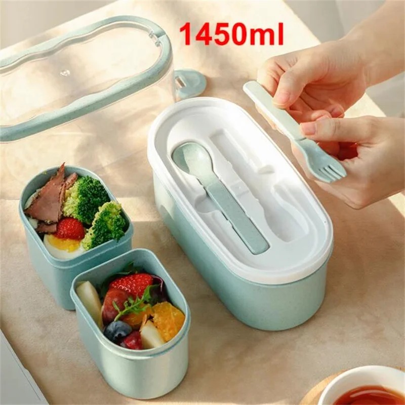 

1450ML Lunch Box High Food Container Eco Friendly Bento Box Lunch Japanese Food Box LunchBox Meal Prep Wheat Straw Home Supply