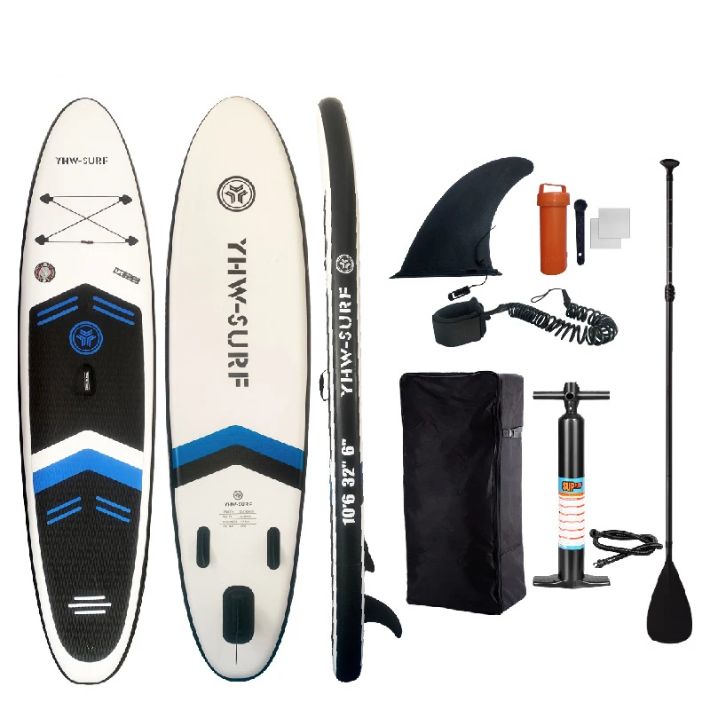 Надувная доска для серфинга стоя нескользящая SUP с воздушным насосом сумка