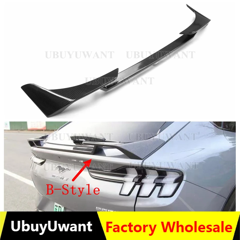 

Rear Trunk Lip Carbon Fiber Look ABS Wing Spoiler Car Styling Rear Trunk Spoiler Body Kit For Ford Mustang Mach-E 2021-Up