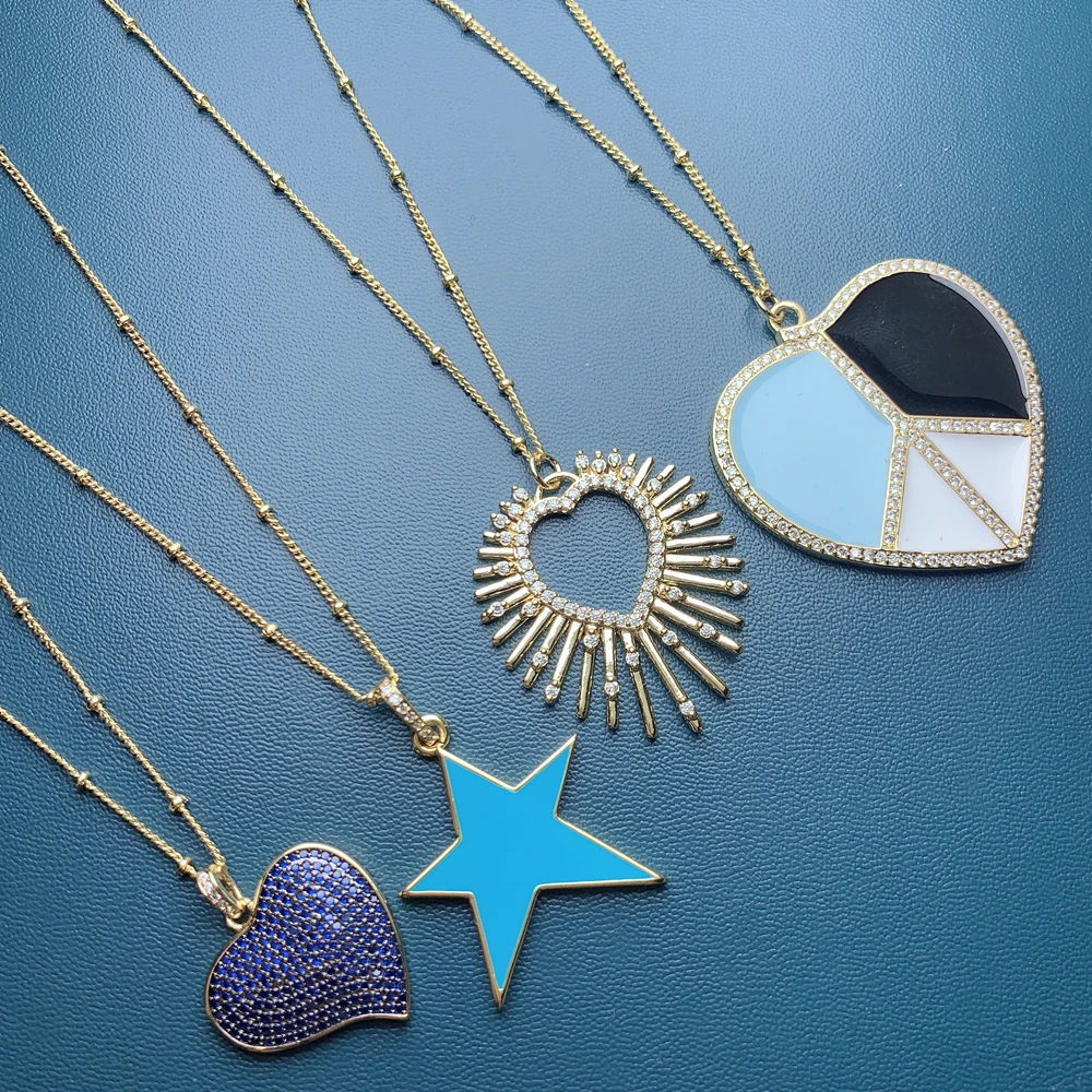 

Fashion Shiny Zircon Large Heart Pendant Necklace For Women 2022 Gift Jewelry