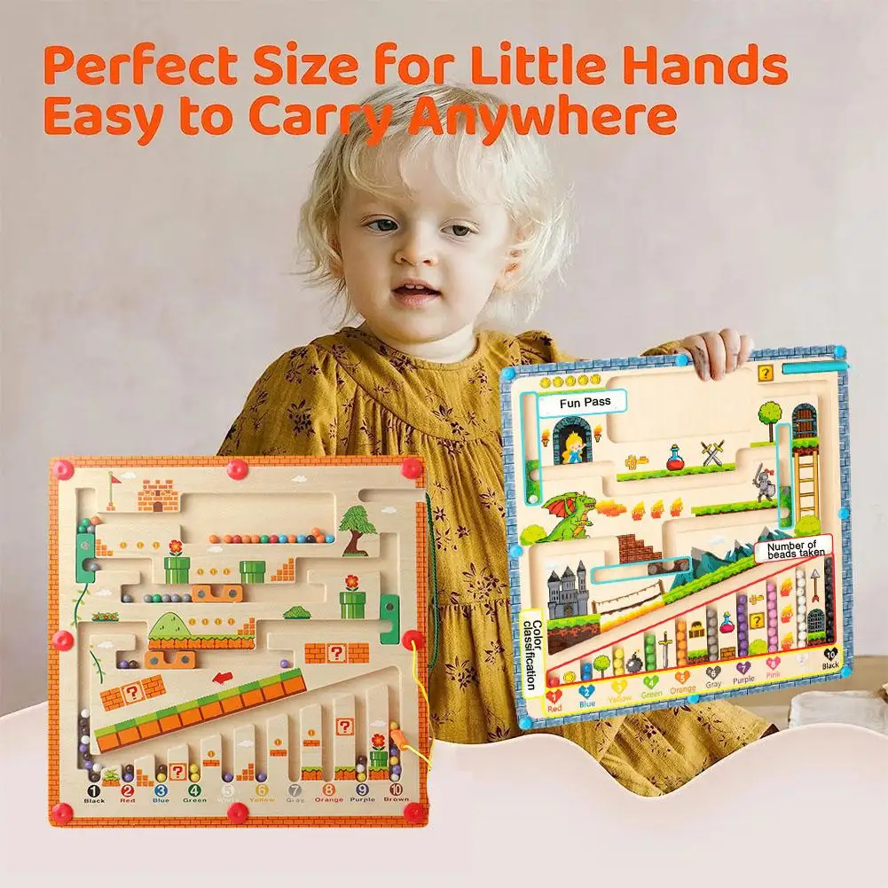 

Магнитный лабиринт с цветными цифрами и цифрами, игрушки Монтессори для детей 3 + лет, деревянная головоломка, доска для тренировок, обучающая спичка с подсчетом I5j4