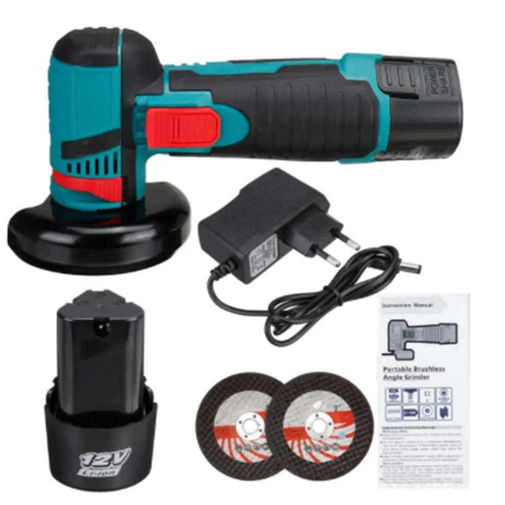 Cordless Polishing Machine 12V 500W Mini Brushless Angle Grinder with Rechargeable Lithium Battery Diamond Cutting Power Tool