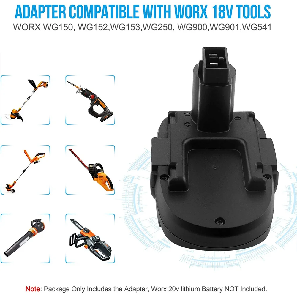 

For Worx Adapter WA1820 18/20V Li-ion Battery to 18V NI Cordless Power Tool WA3127 WA3152 WG150 WG152 WG250 WG541 WG900 WG901