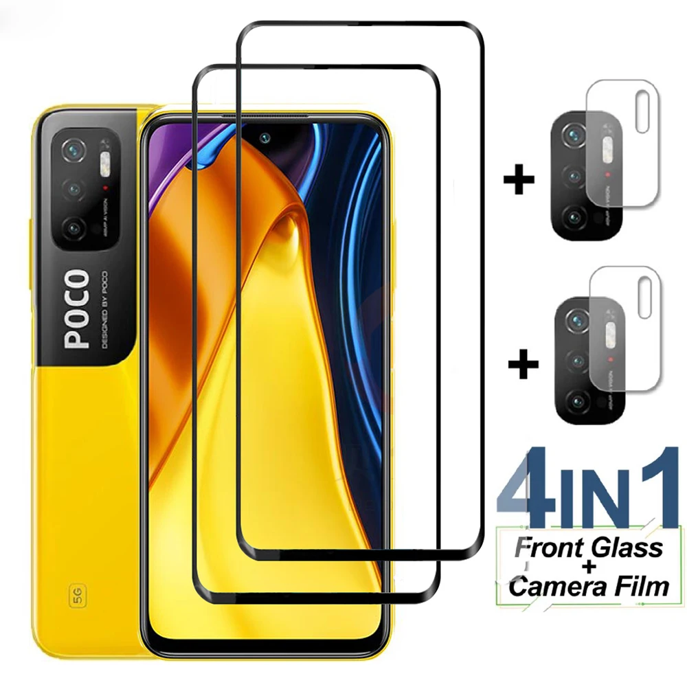 

4in1 Protection Glass For Xiaomi Poco M3 X3 Pro F3 Screen Protector Camera Lens Tempered glass on Poco M3 Pro X3 NFC F3 Glass