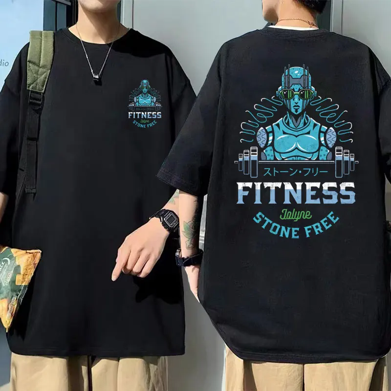 

Anime Jojo Bizarre Adventure Stone Ocean Jolyne Cujoh Fitness Graphic T Shirt Short Sleeve Men Women Manga Casual Loose T-shirts
