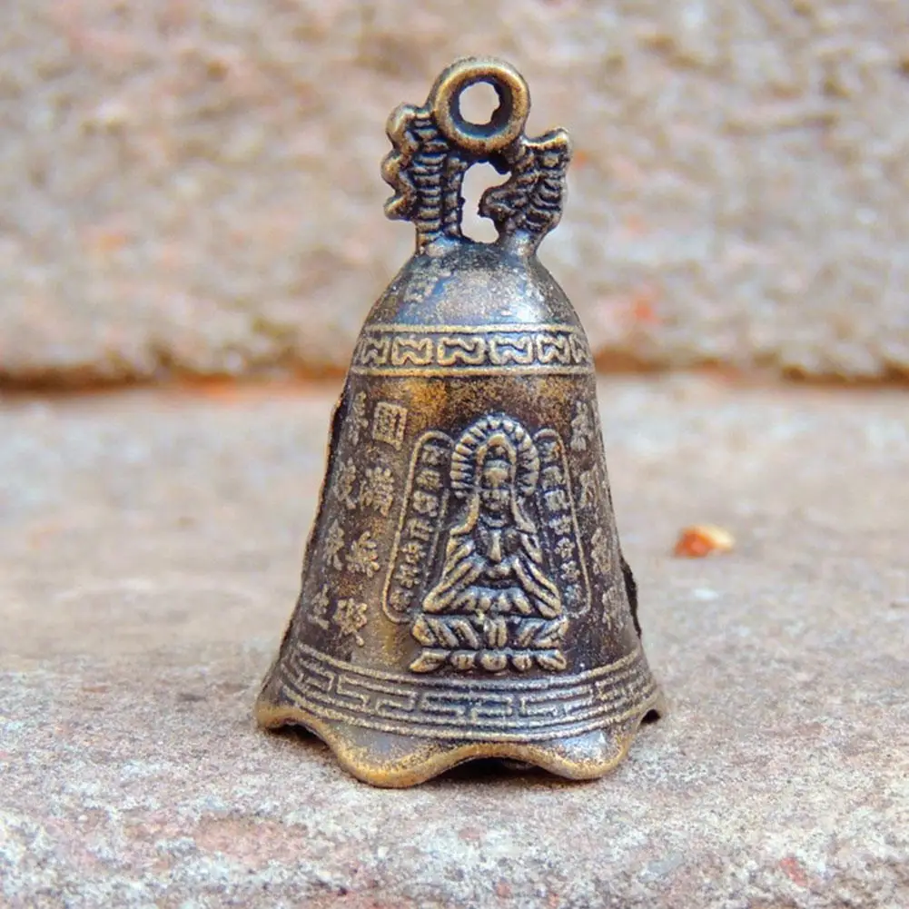 

Antique Bell China's Mini Brass Copper Sculpture Pray Guanyin Bell Buddha Bell Invitation Buddhism Shui Feng V9T4