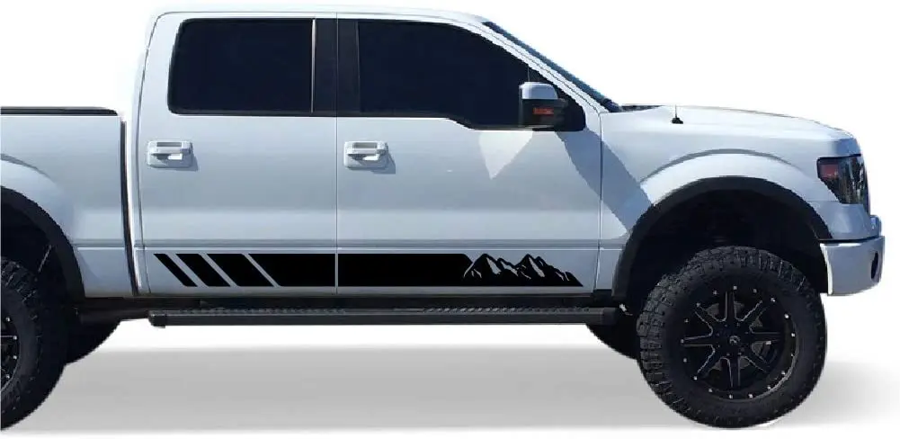 

2PCSBubbles Designs Set Of Side Mountain Stripes Decal Sticker Graphic Compatible With Ford F150 Series 20092022 (Black)