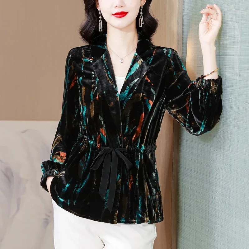 Легкий роскошный бархатный женский пиджак 2024 весна и осень новая мода красочный