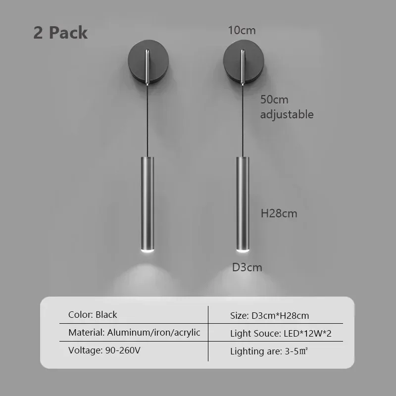 

Современные светодиодные настенные светильники, простые настенные бра для спальни, прикроватная тумбочка для чтения, алюминиевый сплав, светильник для внутреннего украшения
