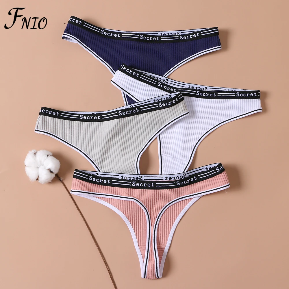 FNIO 3Pcs Women's Cotton G-String Thong Panties Underwear Sexy Panties Female Underpants Intimates Solid Color Lingerie