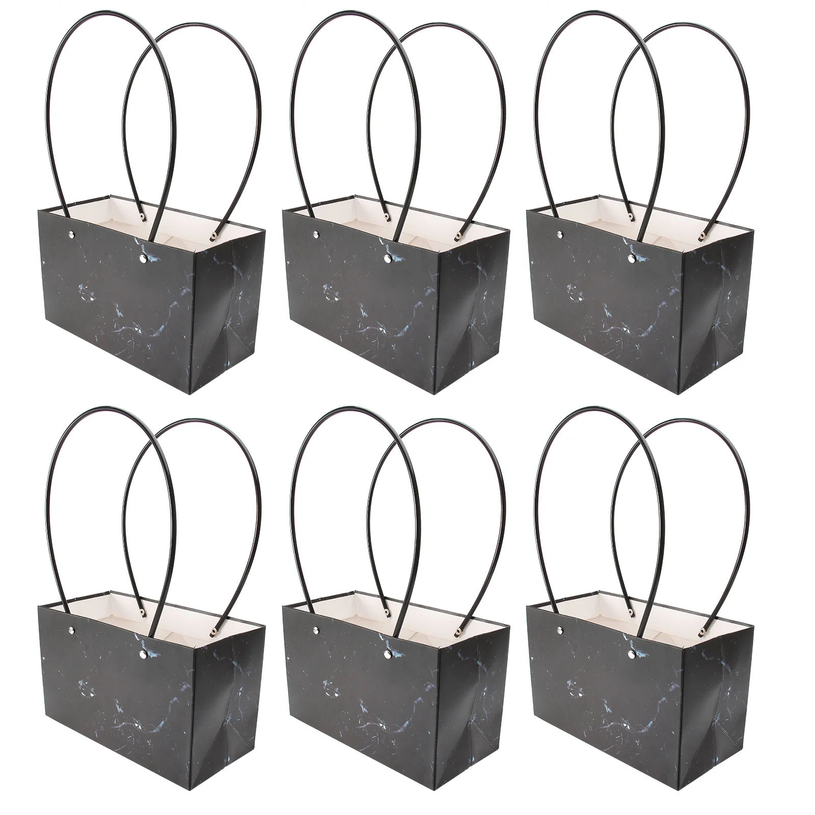 

6pcs Portable Kraft Paper Flower Basket Waterproof Flower Bag Flower Gift Bag