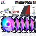 Wovibo 120 мм вентилятор ARGB RGB охлаждающий вентилятор, 6 контактов, Радужный чехол для компьютера, 10000 в, бесшумная Регулировка 12 см, синхронизация Aura