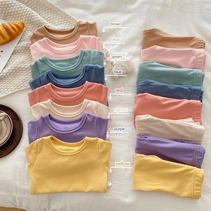 

2023 Toddler Boys Spring Autumn Longewear Cotton Solid Soft Warm Sleepsuit Long Sleeve Cotton Pullover Children Boys Sleepwear