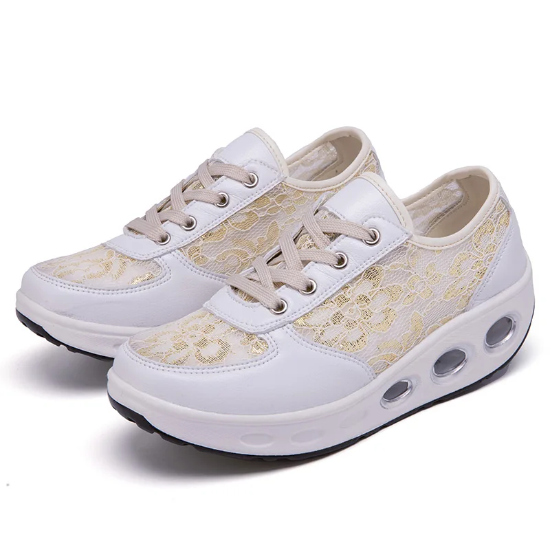STRONGSHEN Women  Shoes Summer New  Breathable  Air Wear-resisting  Non-slip  Comfortable  Cushion  Heightening  Rocking  Shoes