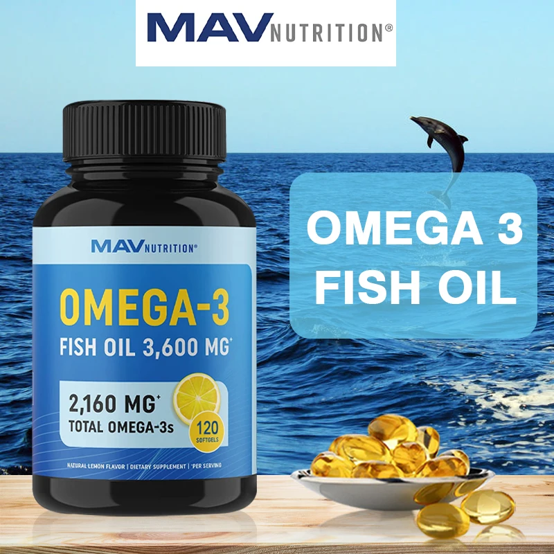 

Omega 3 Fish Oil Supplement, EPA & DHA Softgels Support Brain, Heart & Joint Health, 3600 Mg, 120 Capsules