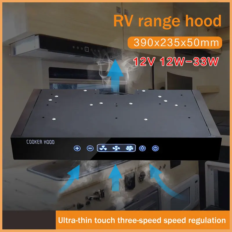 

RV Range Hood Ultra-Thin Small Caravan Accessories Smoke Exhaust Ventilator For Travel Motor Home Camper 12V