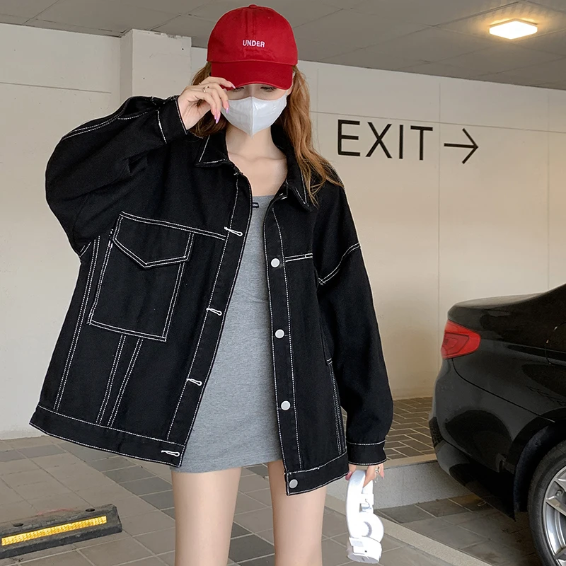

2023 Spring New Denim Jacket Hong Kong Style Bf Loose Korean Free Shipping