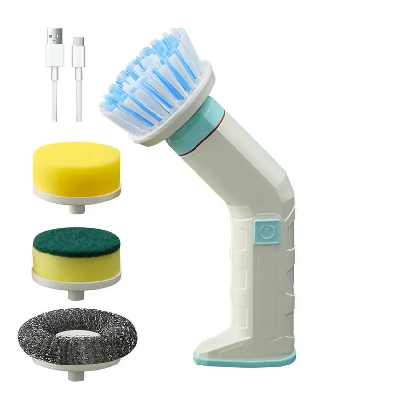 

Cordless Power Cleaning Brush Rechargeable Scrubber With 4 Replaceable Brush Heads 2 Speeds Power Cleaning Brush For Bathroom