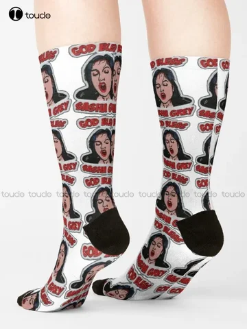 God Bless Sasha Sasha Grey Socks Забавные носки для женщин Мода Творческий отдых Забавное искусство Абстрактная живопись маслом Носки Забавные