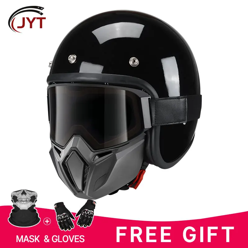3/4 мужской мотоциклетный шлем с открытым лицом и защитной маской взрослый размер