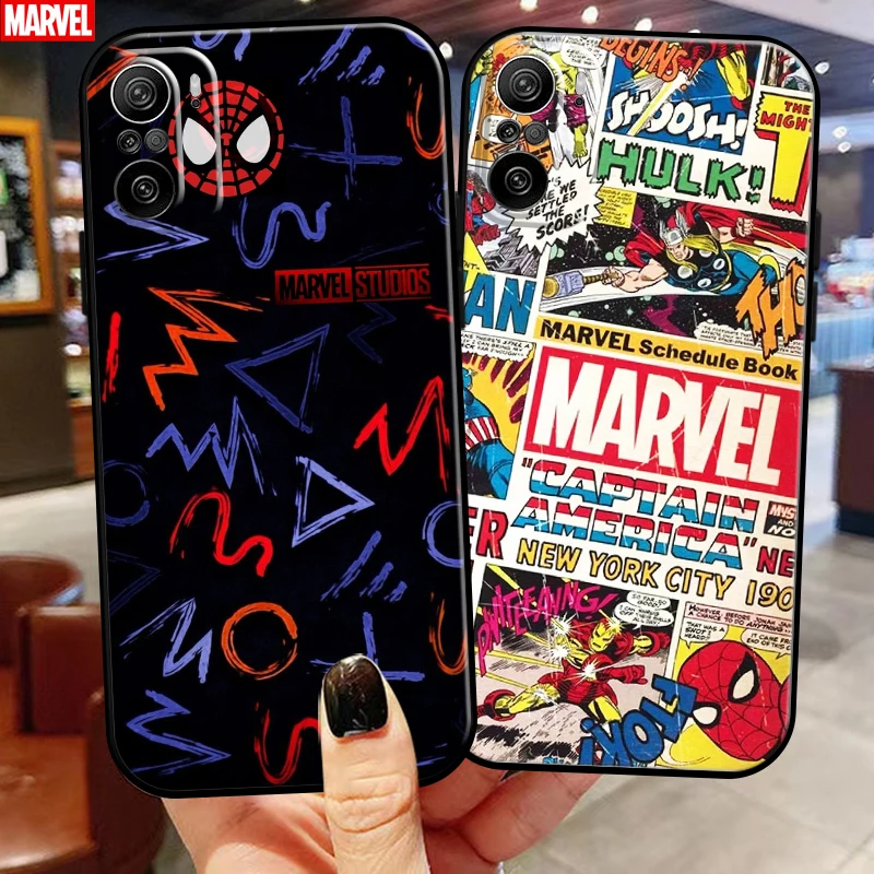 

Marvel Avengers For Xiaomi Redmi K40 Pro K40 Gaming Phone Case Funda Black Liquid Silicon Silicone Cover Soft Back