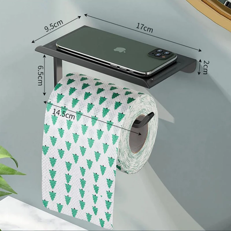 

Держатель для туалетной бумаги из алюминиевого сплава с подносом, аксессуары для ванной комнаты, кухонный настенный держатель для рулона т...