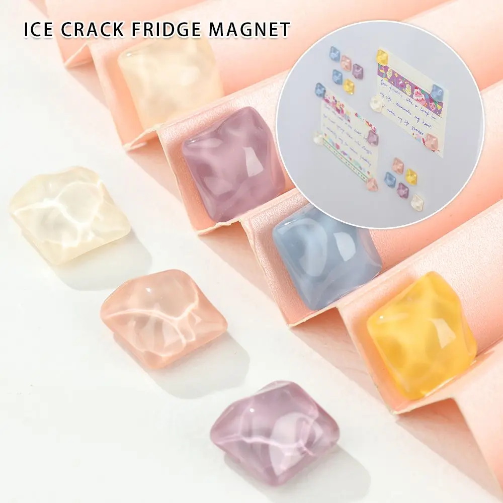

5Pcs Portable Ice Crack Creative Square Whiteboard Message Holder Refrigerator Message Magnets Home Decor Fridge Magnets