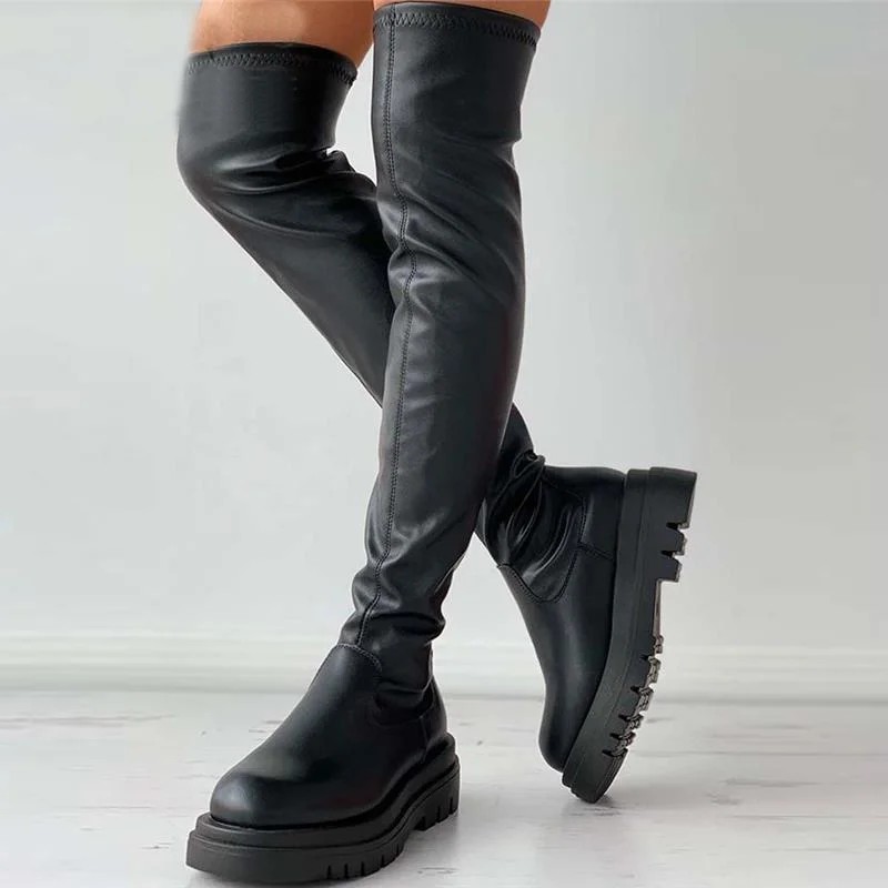 

2022 New Boots Women Round Toe Shoes Woman High Boots Ladies Zipper Women Shoes Knee High Casual Botas Mujer Winter Shoes