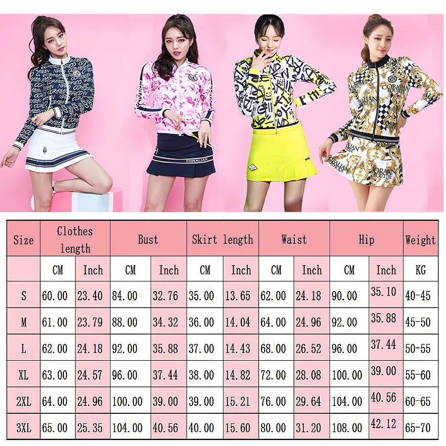 2023 Spring Autumn Golf Jacket For Women Golf Wear Sports Clothing Girls Tennis Skirts Set New Simple Fashion