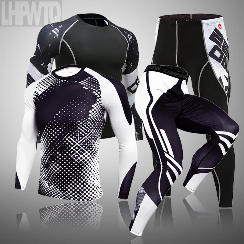 Брендовая одежда для бега Компрессионные Мужские спортивные костюмы