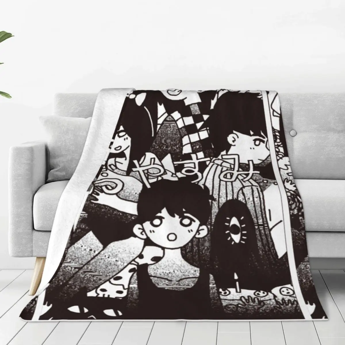 

Omori Poster Flannel Blankets Basil Aubrey Anime Game Custom Throw Blankets for Home Hotel Sofa 125*100cm Plush Thin Quilt