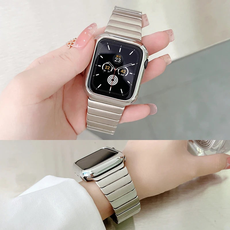 Stainless Steel strap for Apple Watch Band 45mm 49mm 44mm 41mm 38mm Correa Metal Bracelet iWatch for series 8 7 se 6 4 5 Ultra