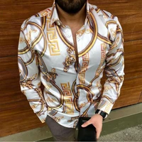 mens shirts 2022 spring and autumn new street fashion 3d printed floral turndown long sleeve lapel casual shirt tops