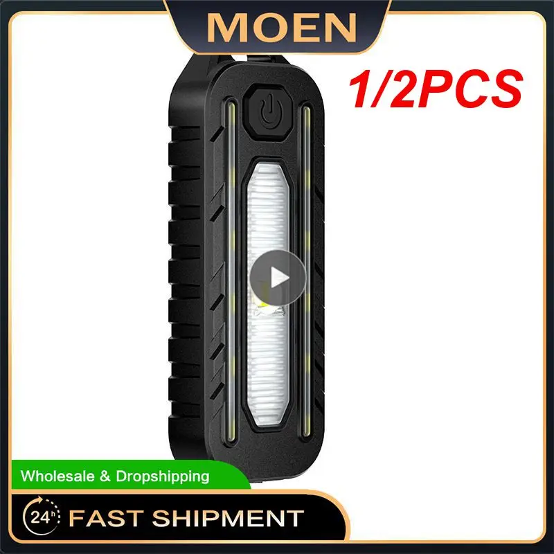 

1/2PCS C-type Rechargeable Tail Lamp Led Portable Flashlight Waterproof Emergency Flashlamp Cycling Running Riding