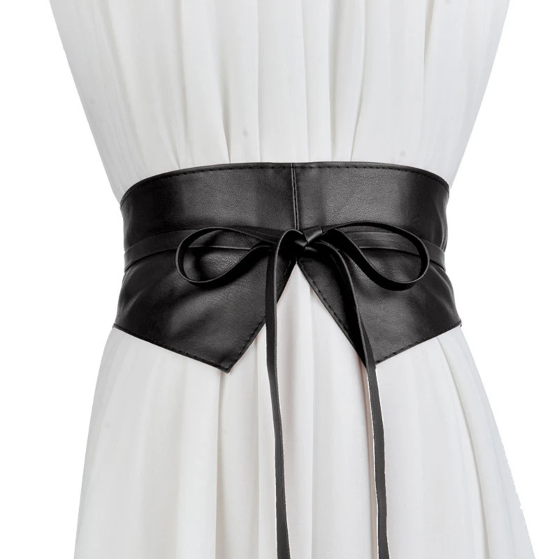 

Corset Wide Pu Leather Belt New Lace-Up Belts For Women Tight High Waist Slimming Body Shaping Girdle Belt Solid Color