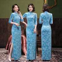 2022 oriental dress classic chinese traditional dress qipao women chiffon cheongsam dress elegant party dress oriental qipao