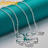 925 sterling silver 16 30 inch chain five petal flower pendant necklace for women party engagement wedding fashion charm jewelry