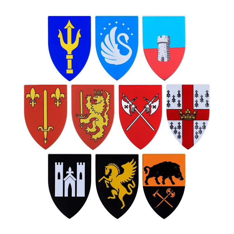 MOC Средневековый Военный Замок Оружие Строительные Блоки Лев Черный Орел Рыцарь