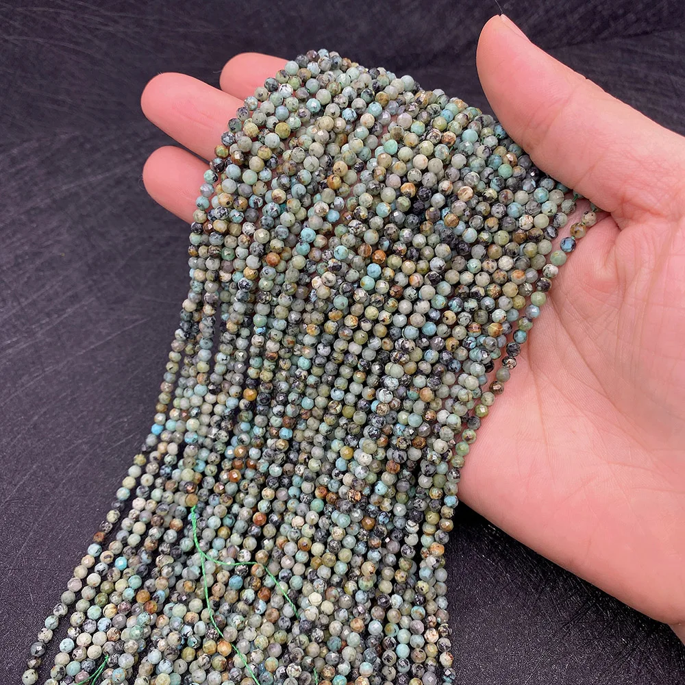 

High Quality Natural Green African Pine Cut Faced Quartz Round Loose Beads for DIY Jewelry Making Bracelet Bead Supplies 2-4mm