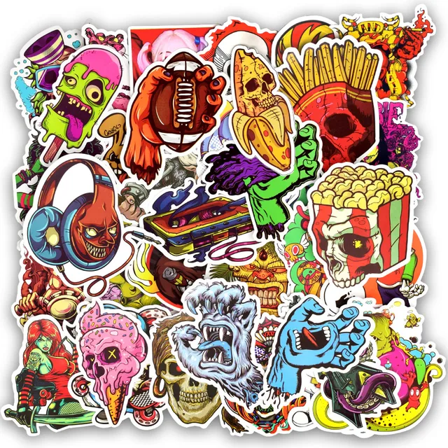 100pcs Horror Punk Sticker Graffiti Dark Skeleton Sexy Waterproof Stickers for Sticker on Laptop Luggage Bumper Bike Helmet Car 2