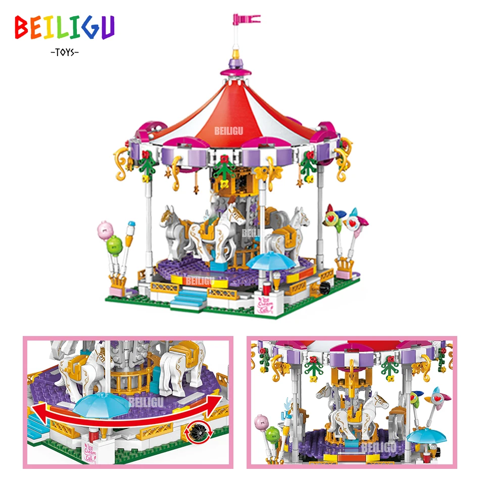 друзья парк развлечений строительные блоки девочки принцесса замок карета