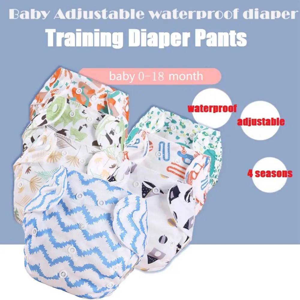 

1PC Baby Cotton Training Diaper Panties Kids Multi Snap Adjustable Size Reusable Washable Fleece Diapers Training Underwear