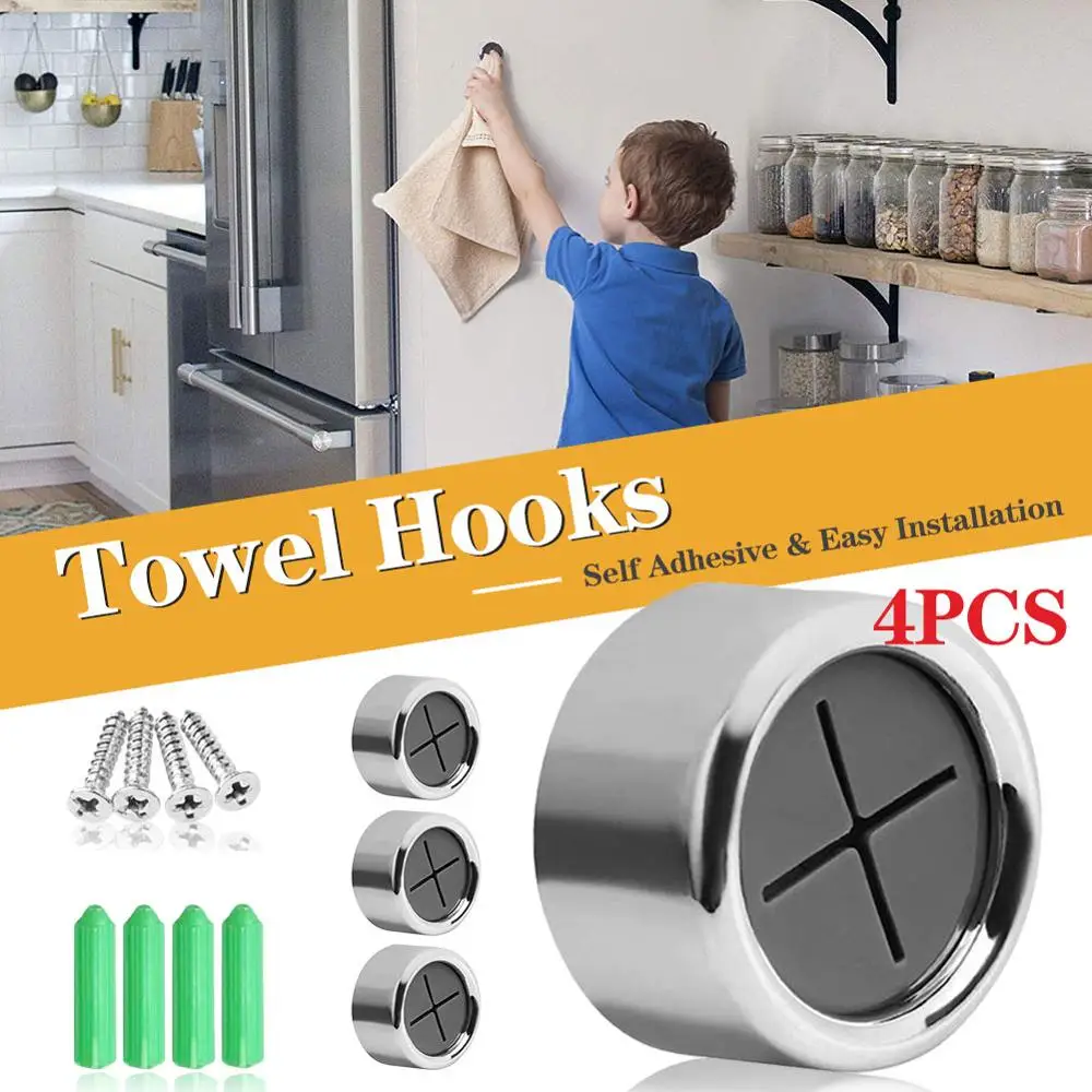 

4 Pack Kitchen Towel Hooks Wall Hooks Nordic Style Self Adhesive Waterproof Hooks Seamless Hanging Hook For Kitchen Office